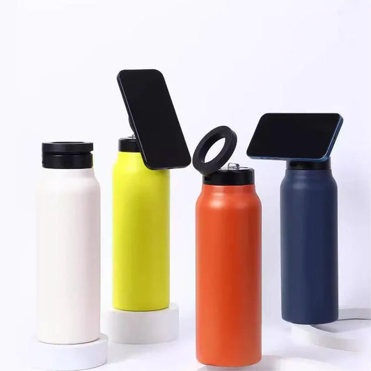 24Oz Insulated Water Bottle with Phone Mount Durable Leakproof Stainless Steel