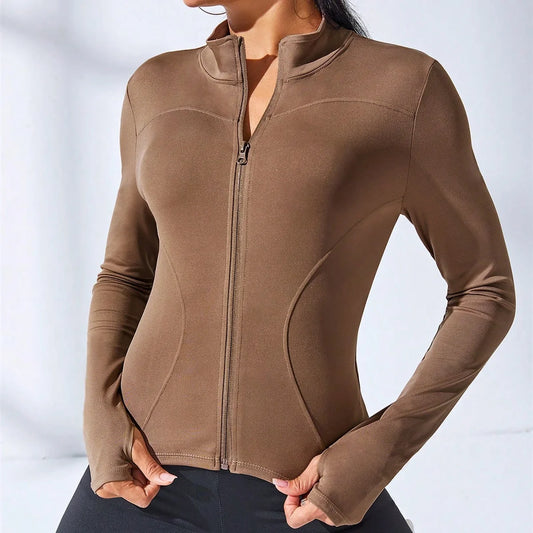 Slim Tracksuit Workout Top Female