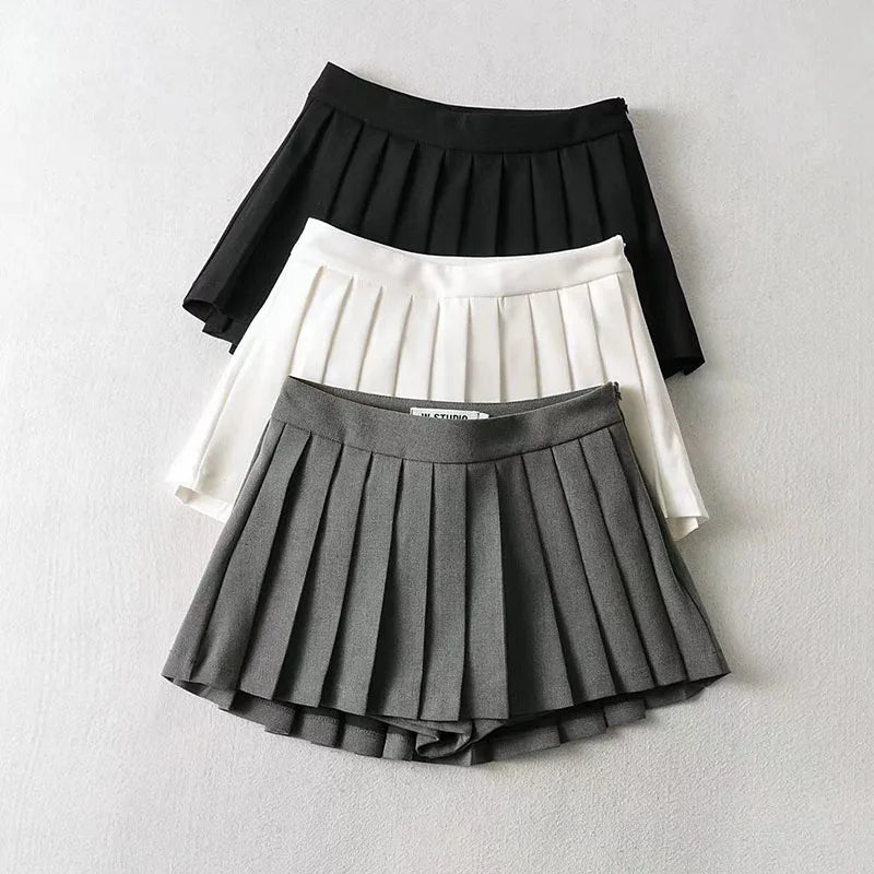 Women Pleated Skirts High Waist